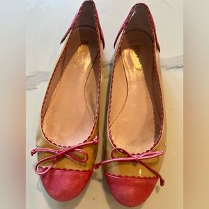 RED Valentino Nude and Pink Patent Leather Ballet Flats Size EU 38